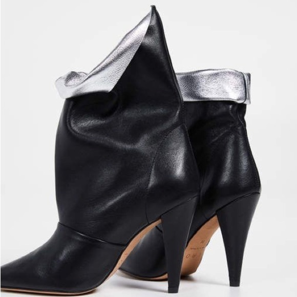 IRO Avina Black Lambskin Leather NWT Metallic Silver Lined Boots Size 38 - Picture 3 of 13